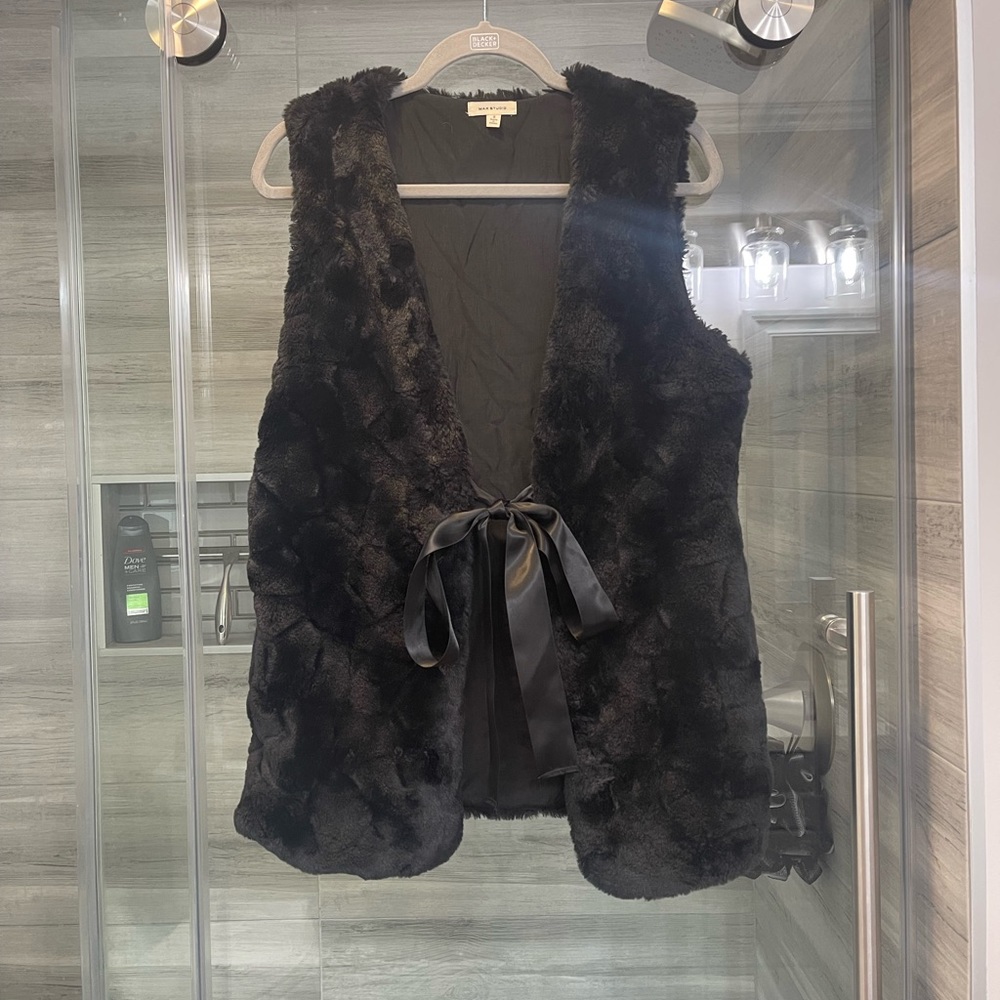 Faux Fur Vest With Tie